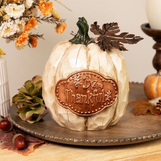 8" Be Joyful Pumpkin Tabletop Décor Set